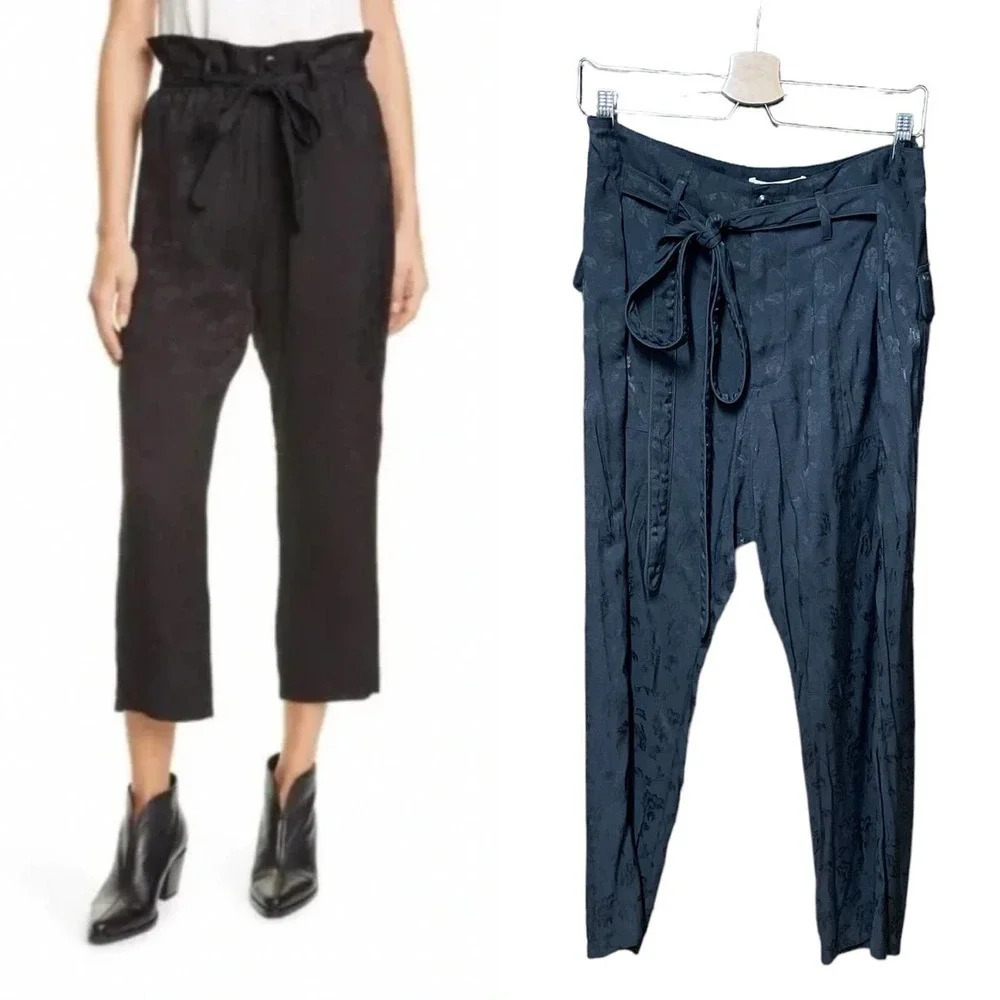 THE GREAT. The Convertible Floral Jacquard Crop Trousers Black Size 2 / US M‎